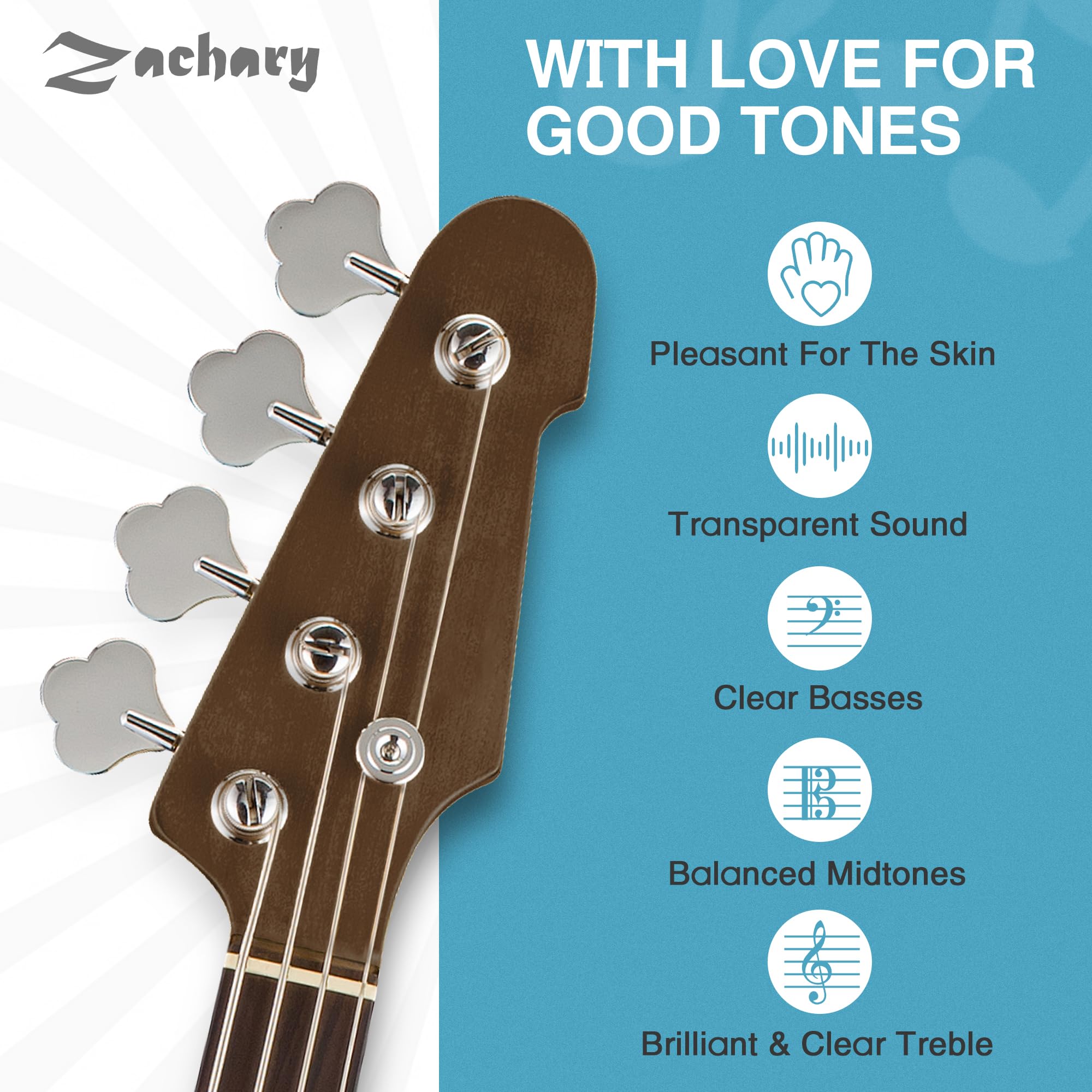 Amazon.com: Zachary 5 String Electric Bass Guitar Strings 45-130